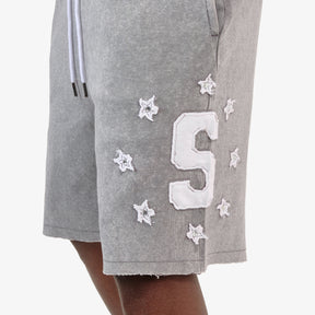 GRAY SAINTS SHORTS W/ RHINESTONES