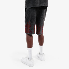 BLACK FLAME RHINESTONE SHORTS