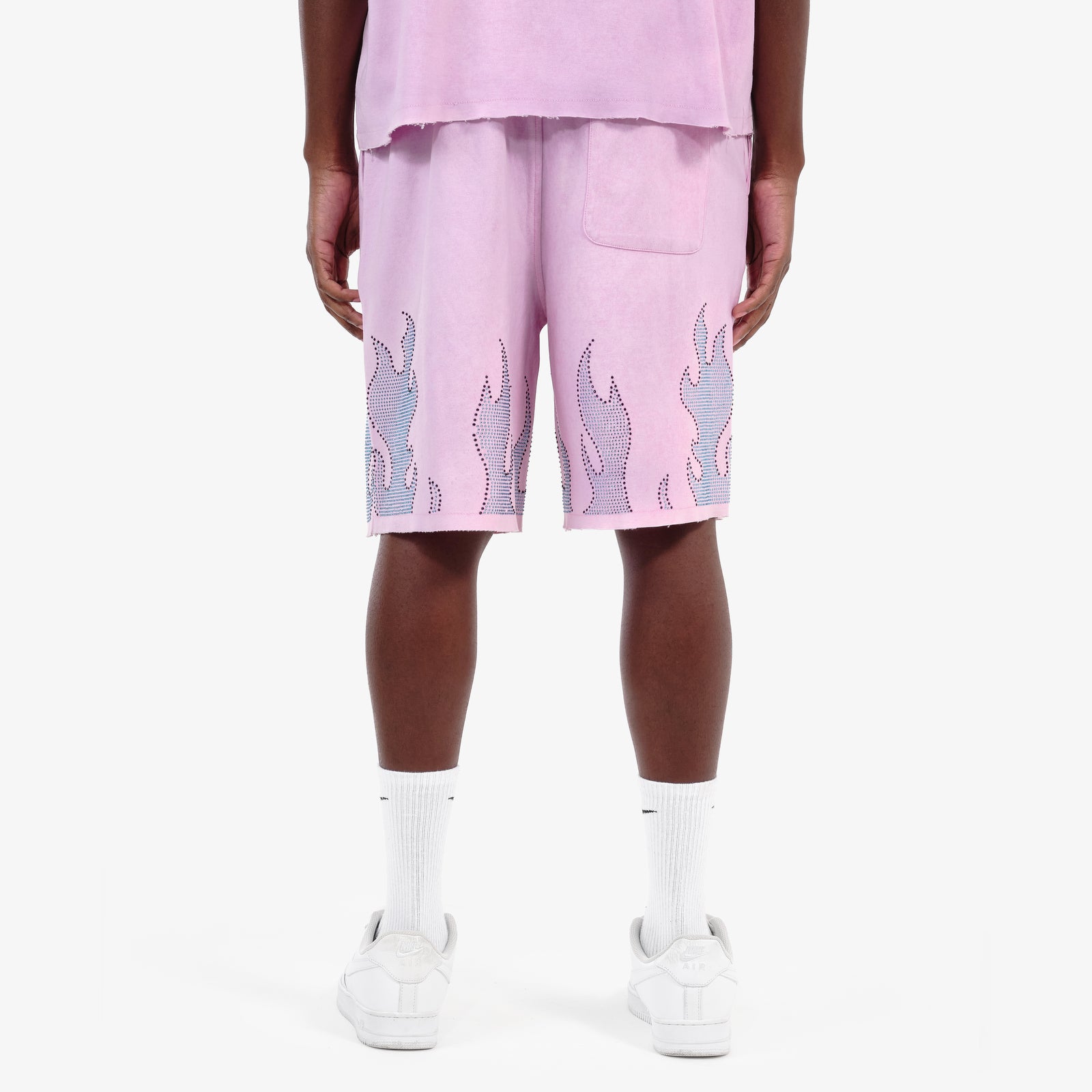 PINK FLAME RHINESTONE SHORTS