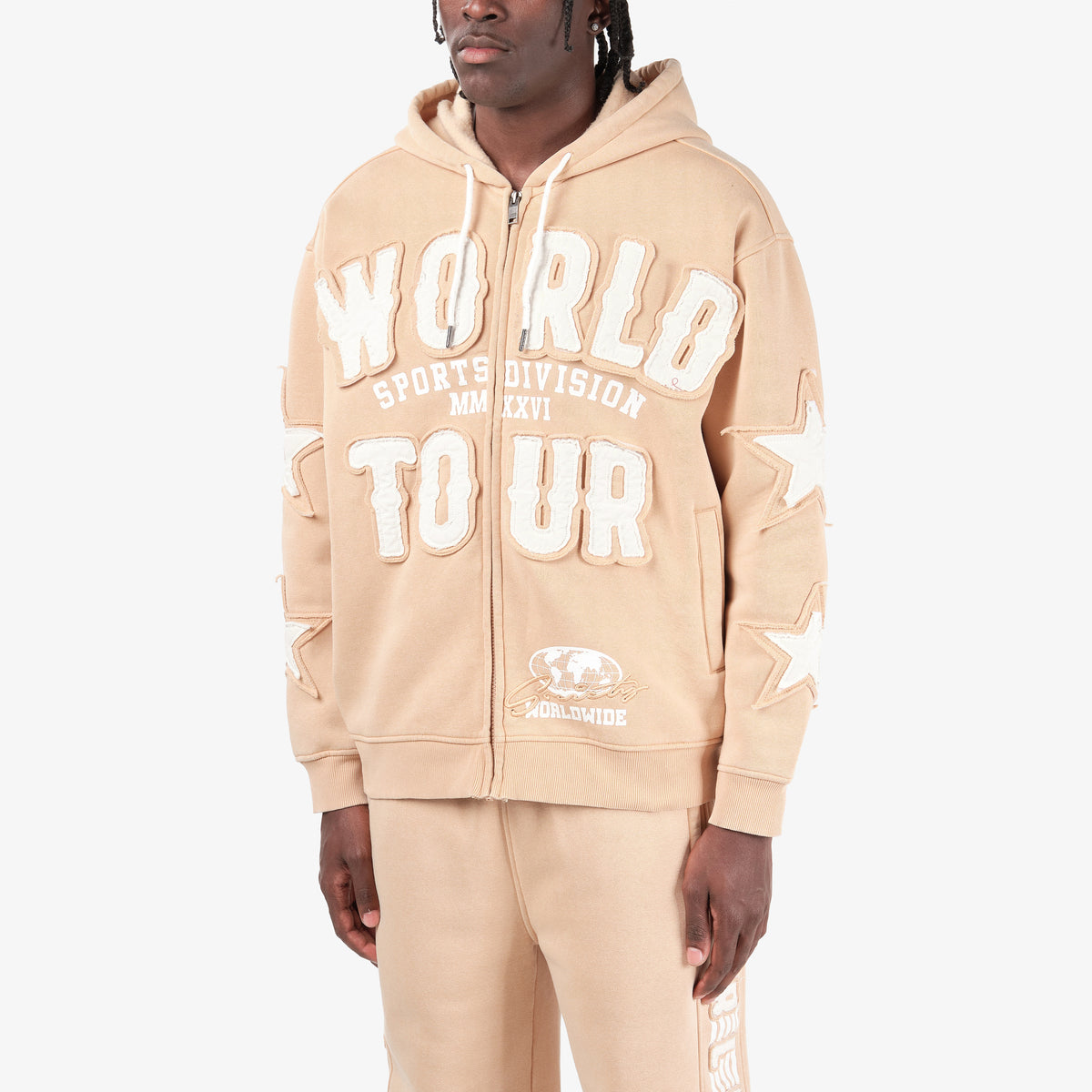 BEIGE WORLD TOUR FULL ZIP HOODIE