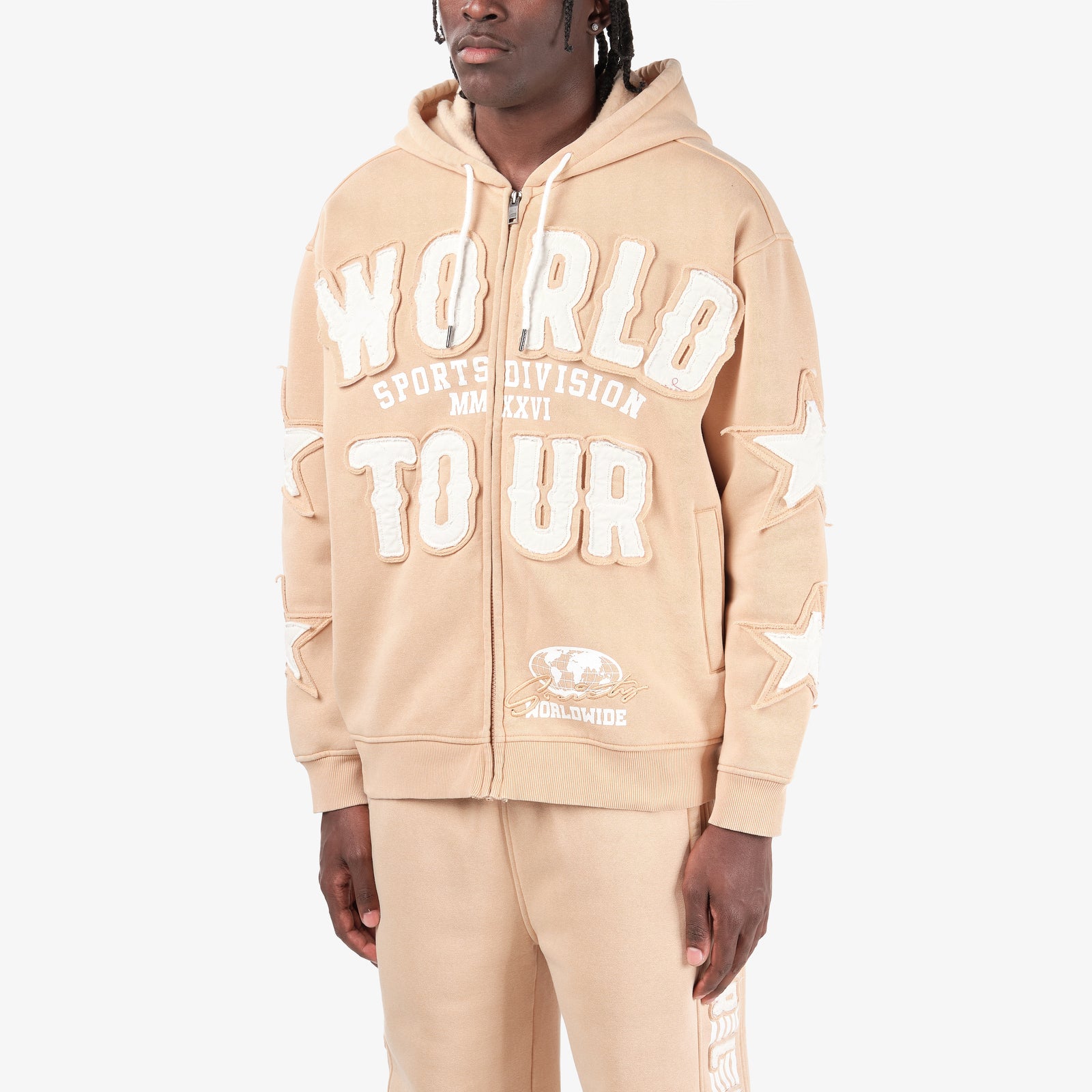 BEIGE WORLD TOUR FULL ZIP HOODIE
