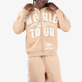 BEIGE WORLD TOUR FULL ZIP HOODIE