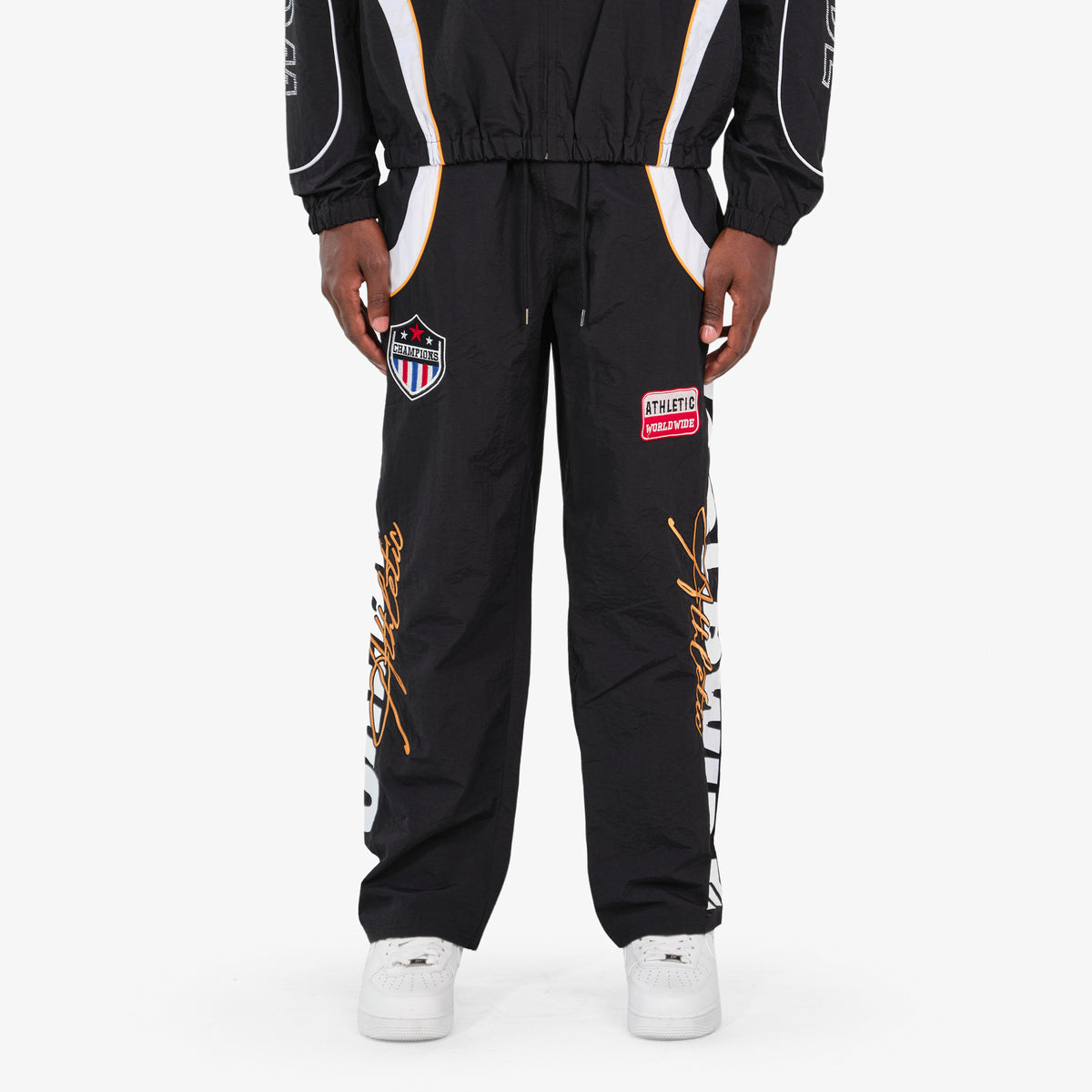 BLACK NYLON WORLDWIDE PANTS
