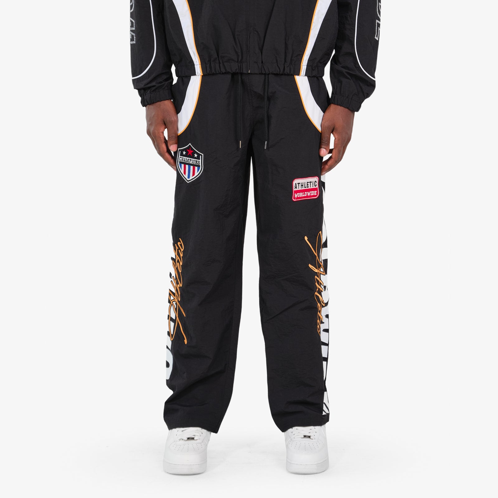 BLACK NYLON WORLDWIDE PANTS