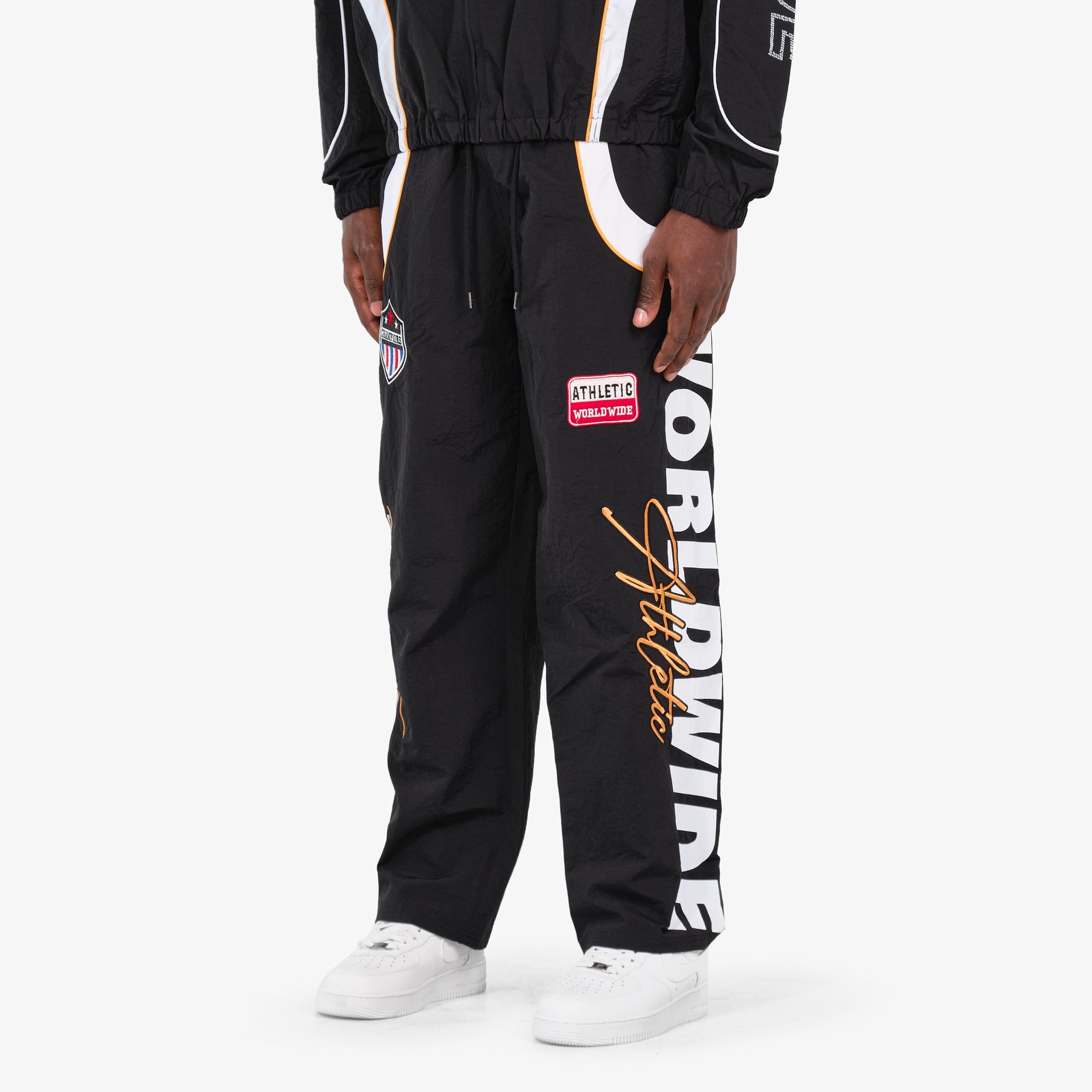 BLACK NYLON WORLDWIDE PANTS