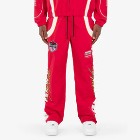 RED NYLON WORLDWIDE PANTS
