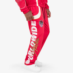 RED NYLON WORLDWIDE PANTS