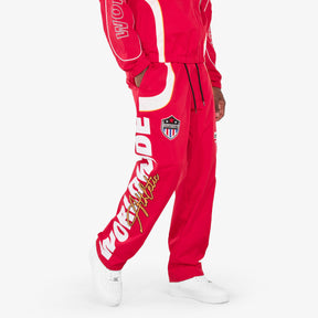 RED NYLON WORLDWIDE PANTS