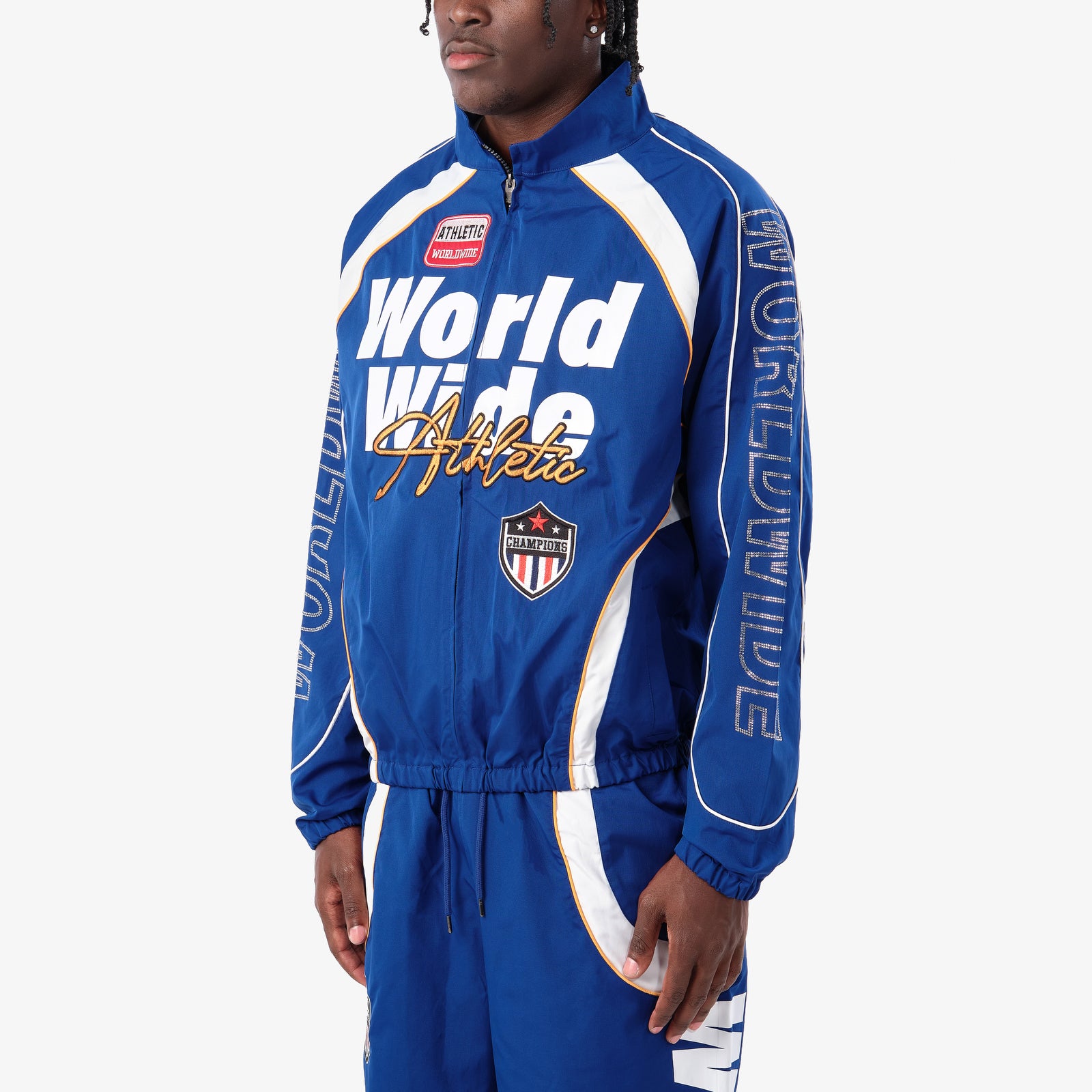 ROYAL BLUE NYLON WORLDWIDE FULL-ZIP