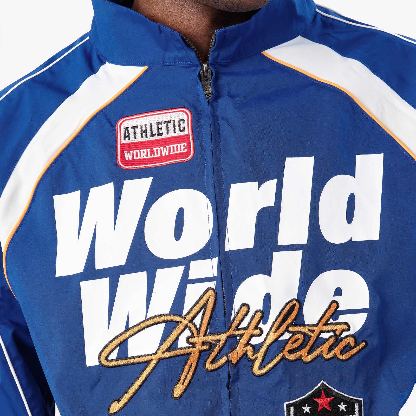 ROYAL BLUE NYLON WORLDWIDE FULL-ZIP