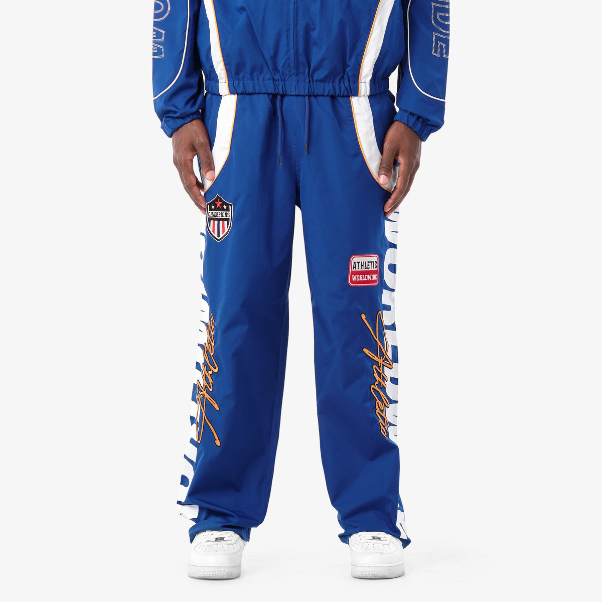 ROYAL BLUE NYLON WORLDWIDE PANTS
