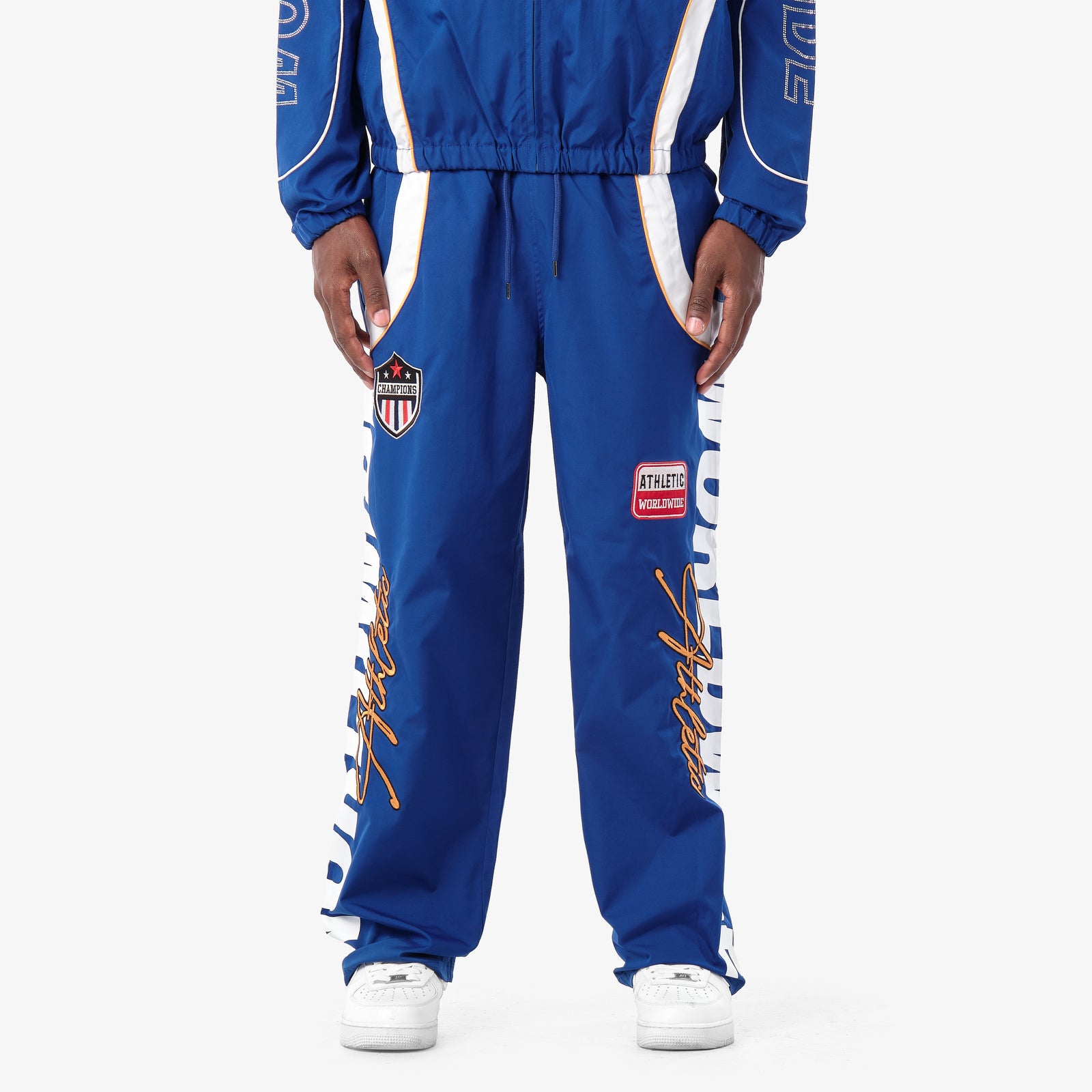 ROYAL BLUE NYLON WORLDWIDE PANTS