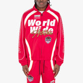 RED NYLON WORLDWIDE FULL-ZIP