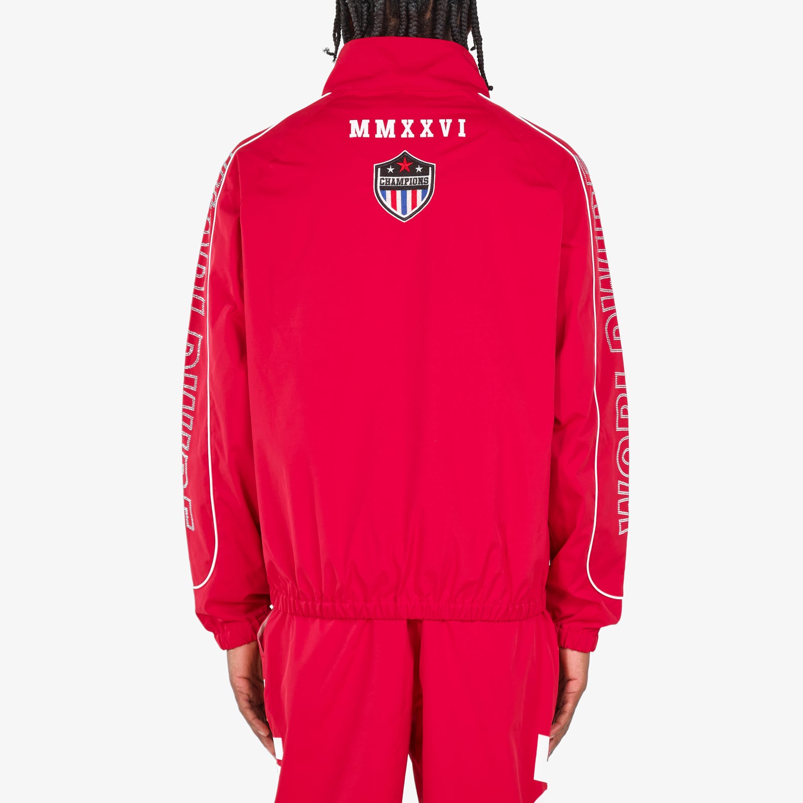 RED NYLON WORLDWIDE FULL-ZIP
