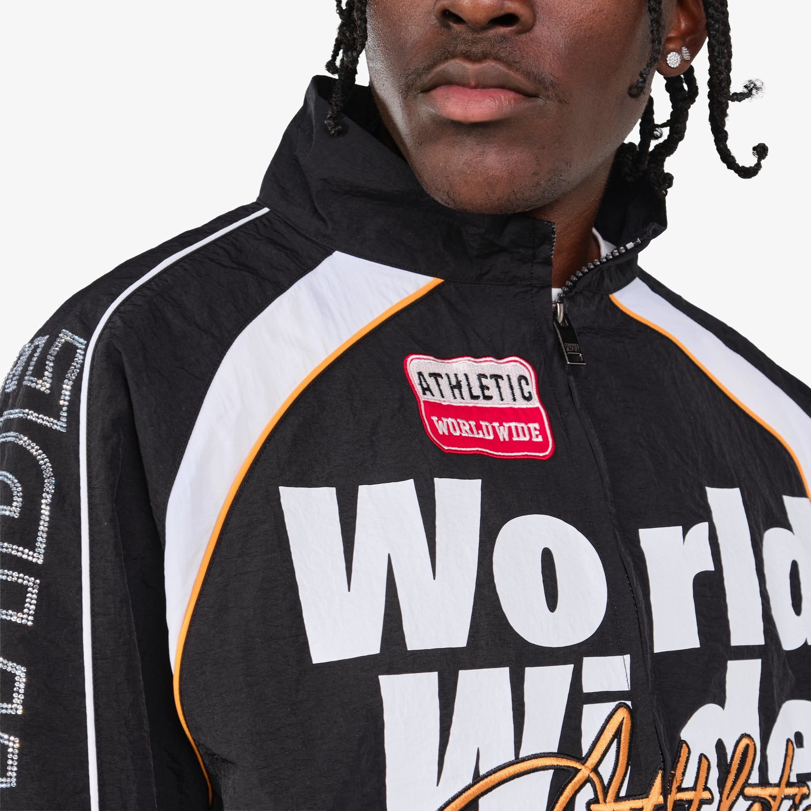 BLACK NYLON WORLDWIDE FULL-ZIP