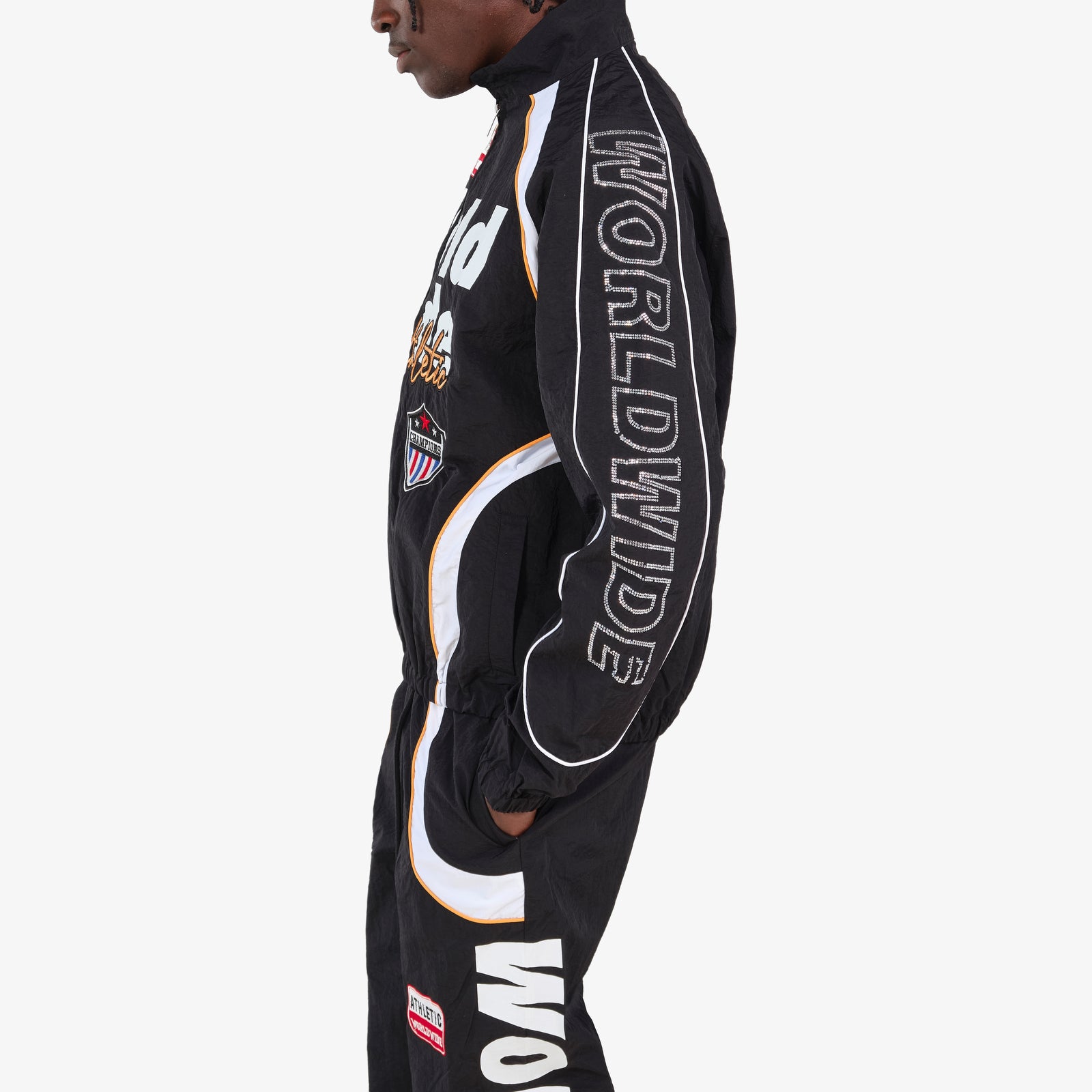 BLACK NYLON WORLDWIDE FULL-ZIP