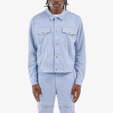 LIGHT BLUE SUEDE JACKET W/ RHINESTONES