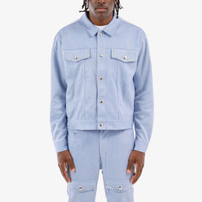 LIGHT BLUE SUEDE JACKET W/ RHINESTONES
