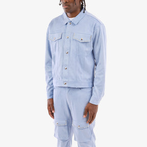 LIGHT BLUE SUEDE JACKET W/ RHINESTONES