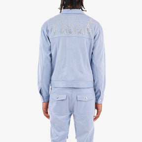 LIGHT BLUE SUEDE JACKET W/ RHINESTONES