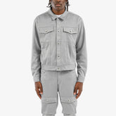 GRAY SUEDE JACKET W/ RHINESTONES