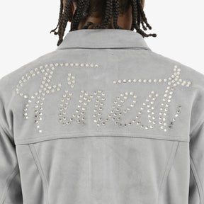 GRAY SUEDE JACKET W/ RHINESTONES