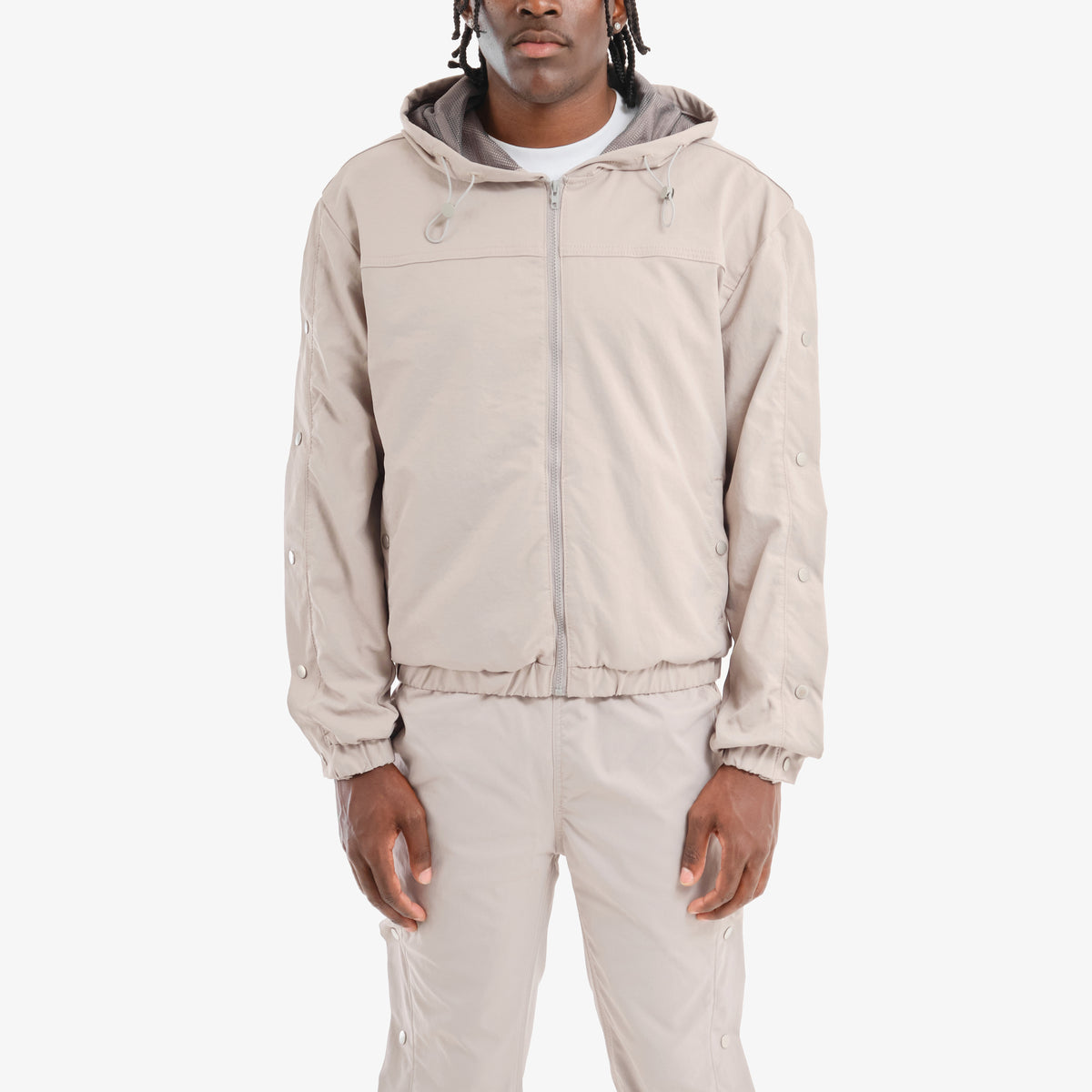 GRAY FULL ZIP W/ SIDE BUTTONS