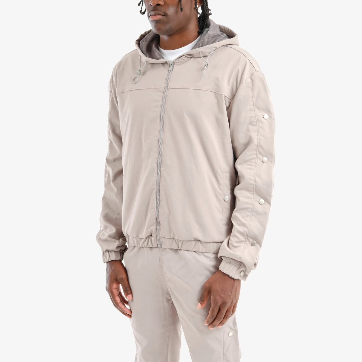 GRAY FULL ZIP W/ SIDE BUTTONS