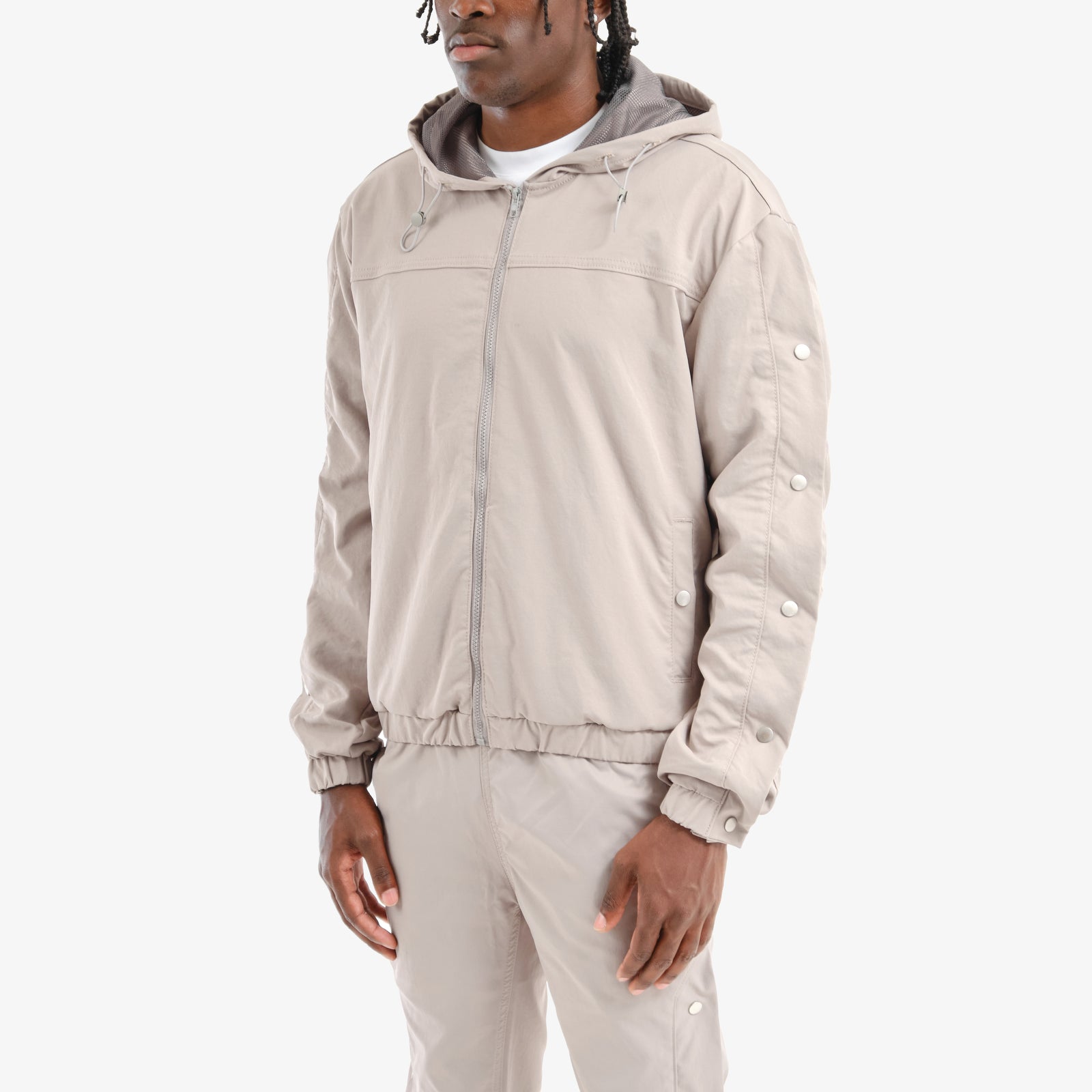GRAY FULL ZIP W/ SIDE BUTTONS