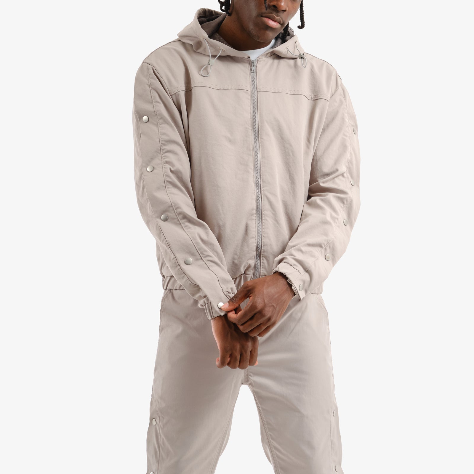 GRAY FULL ZIP W/ SIDE BUTTONS