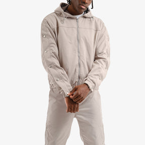 GRAY FULL ZIP W/ SIDE BUTTONS