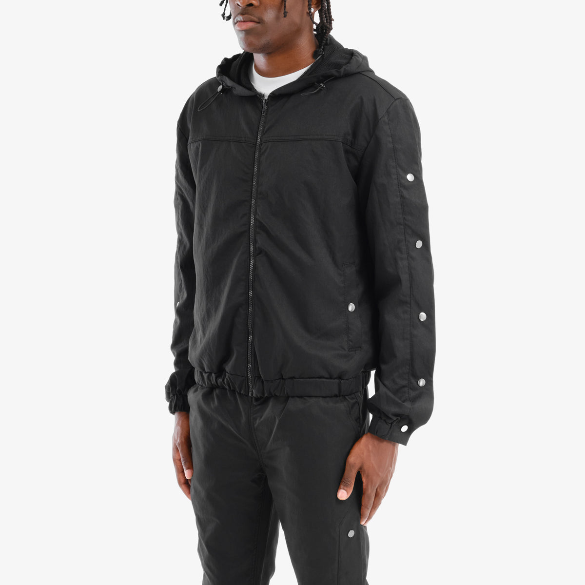 BLACK FULL ZIP W/ SIDE BUTTONS