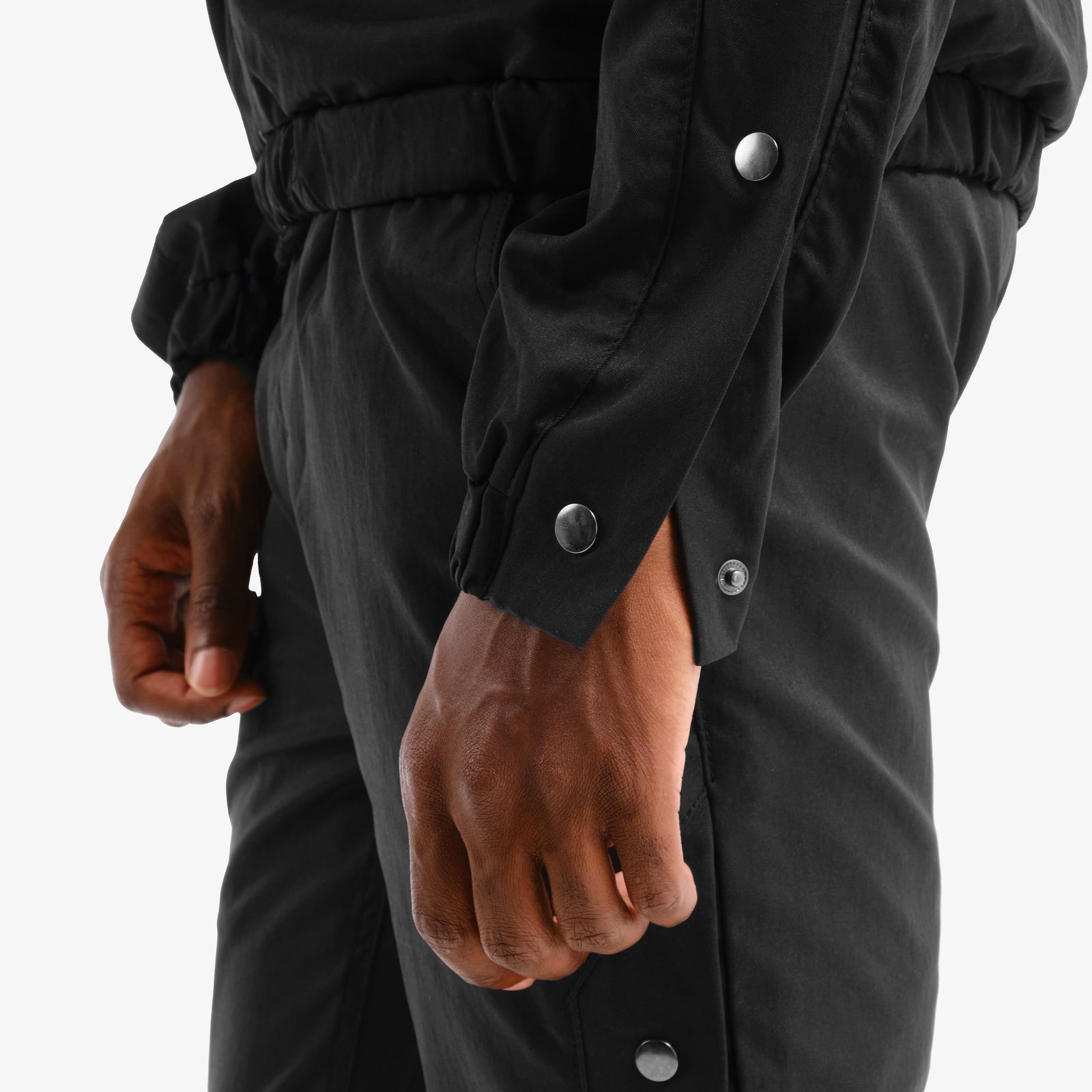 BLACK FULL ZIP W/ SIDE BUTTONS