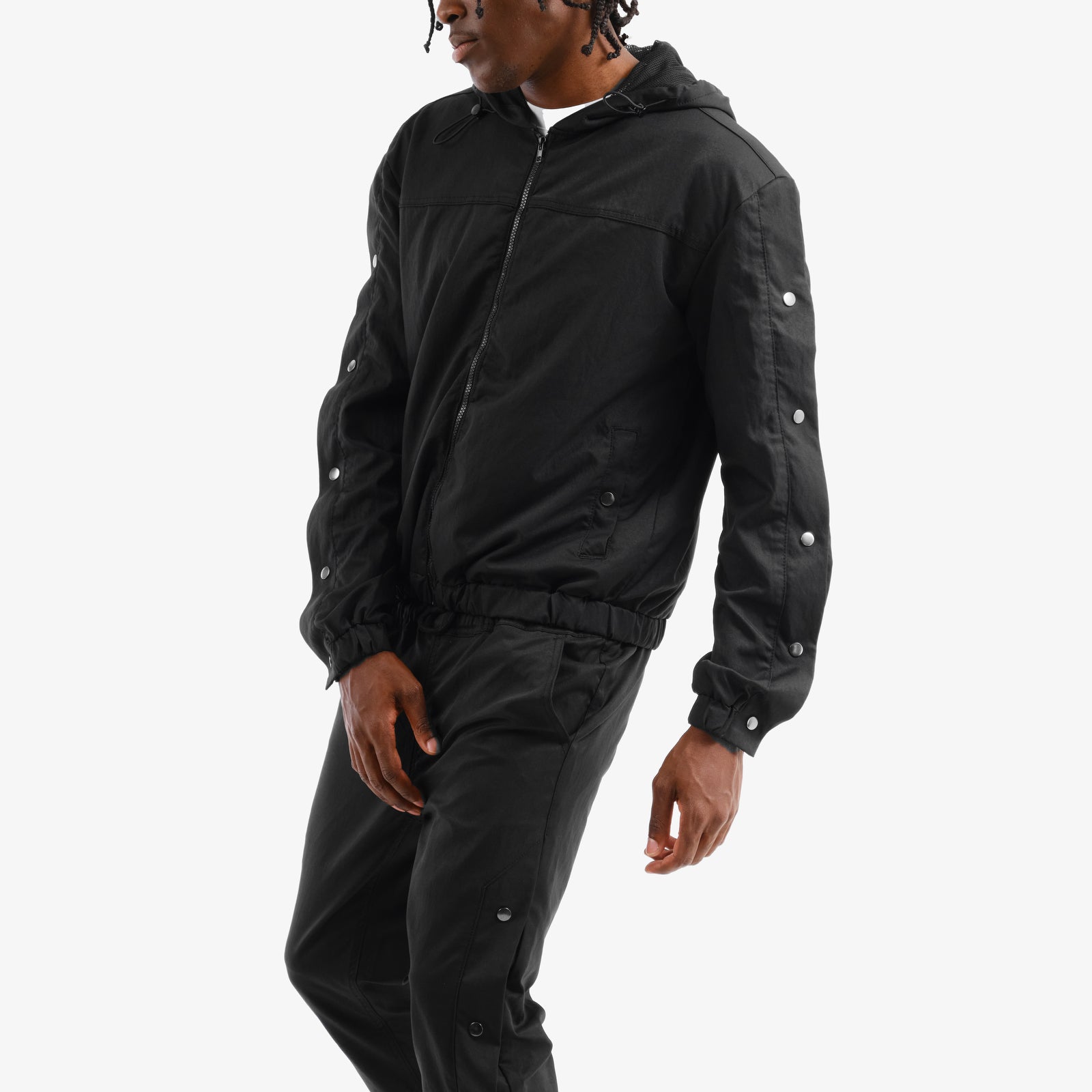 BLACK FULL ZIP W/ SIDE BUTTONS