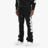 BLACK "SAINTS" MOHAIR STACKED PANTS W/ PEARL DETAILS