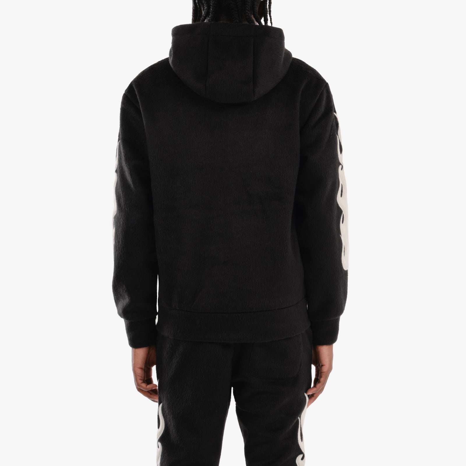 BLACK "SAINTS" MOHAIR HOODIE W/ PEARL DETAILS