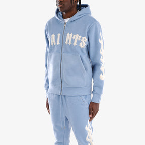 LIGHT BLUE "SAINTS" MOHAIR HOODIE W/ PEARL DETAIL
