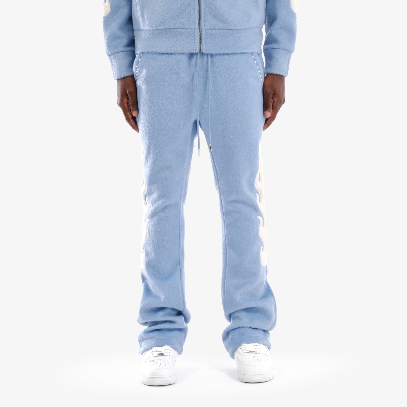 LIGHT BLUE "SAINTS" MOHAIR PANTS W/ PEARL DETAIL