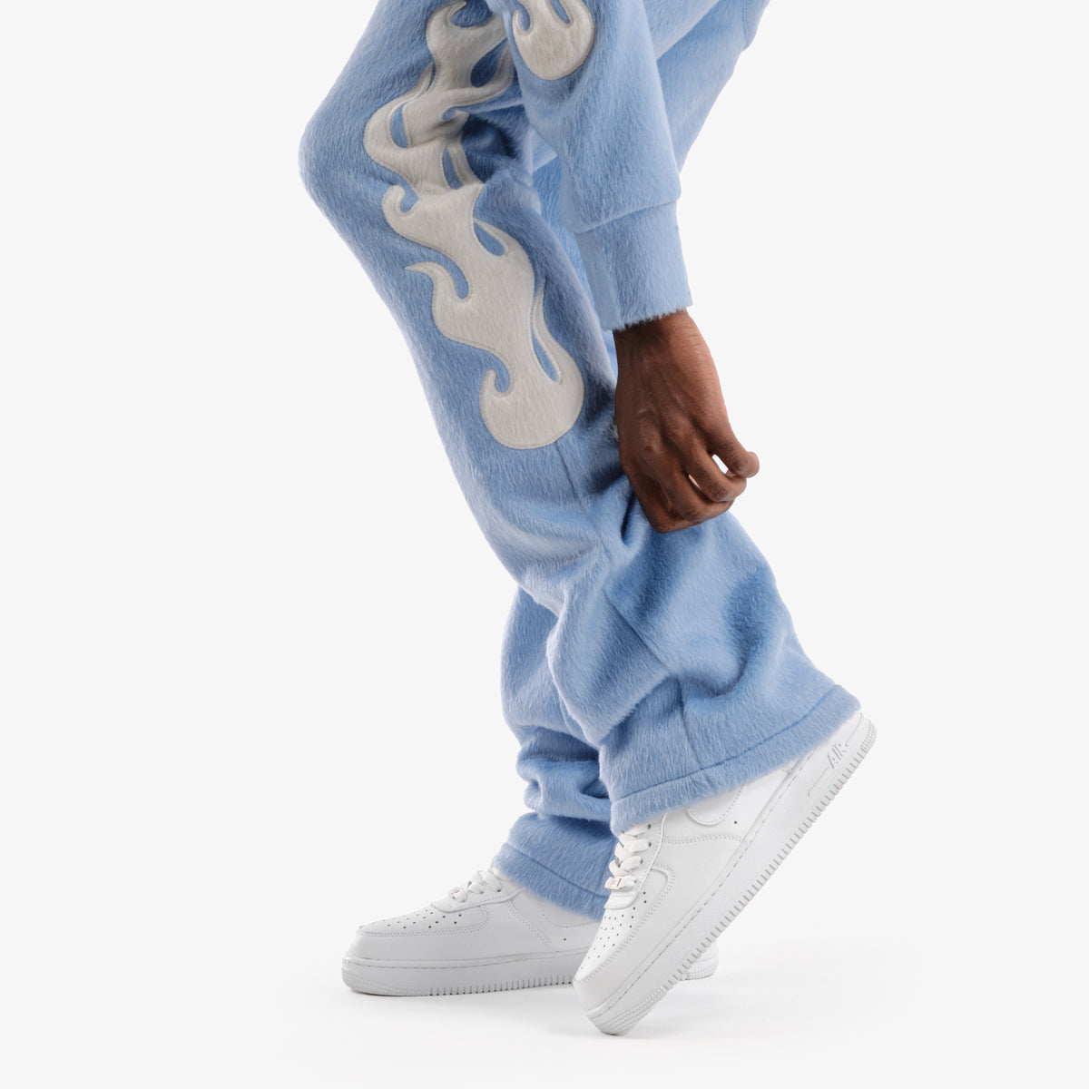 LIGHT BLUE "SAINTS" MOHAIR PANTS W/ PEARL DETAIL