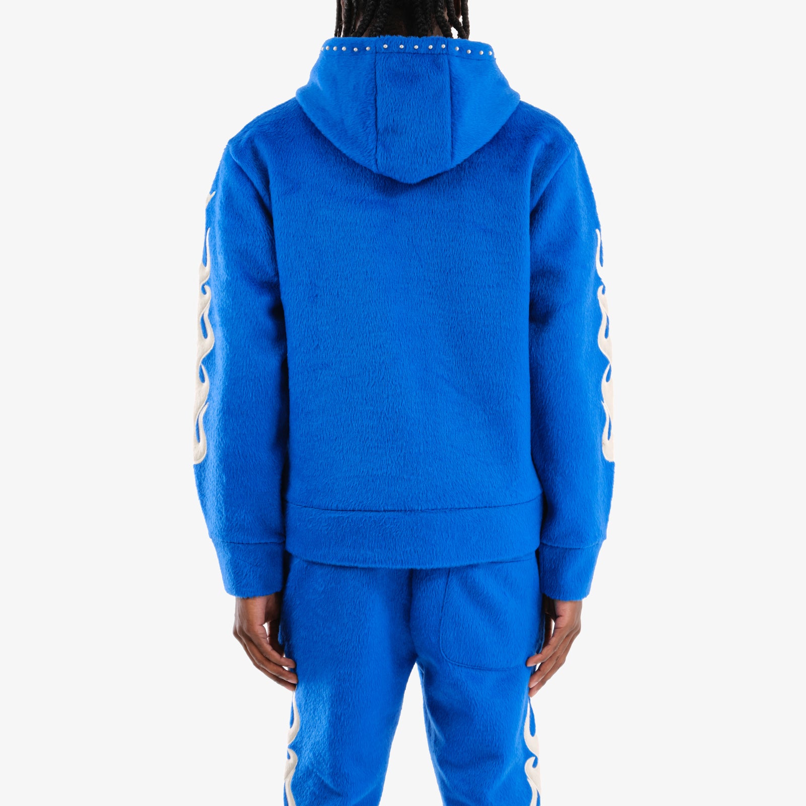 ROYAL BLUE "SAINTS" MOHAIR HOODIE W/ PEARL DETAILS