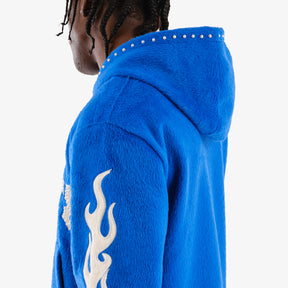 ROYAL BLUE "SAINTS" MOHAIR HOODIE W/ PEARL DETAILS