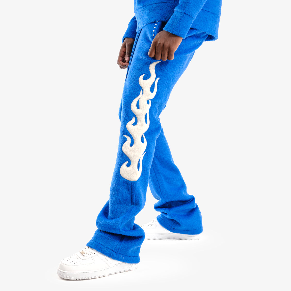 ROYAL BLUE "SAINTS" MOHAIR PANTS W/ PEARL DETAILS