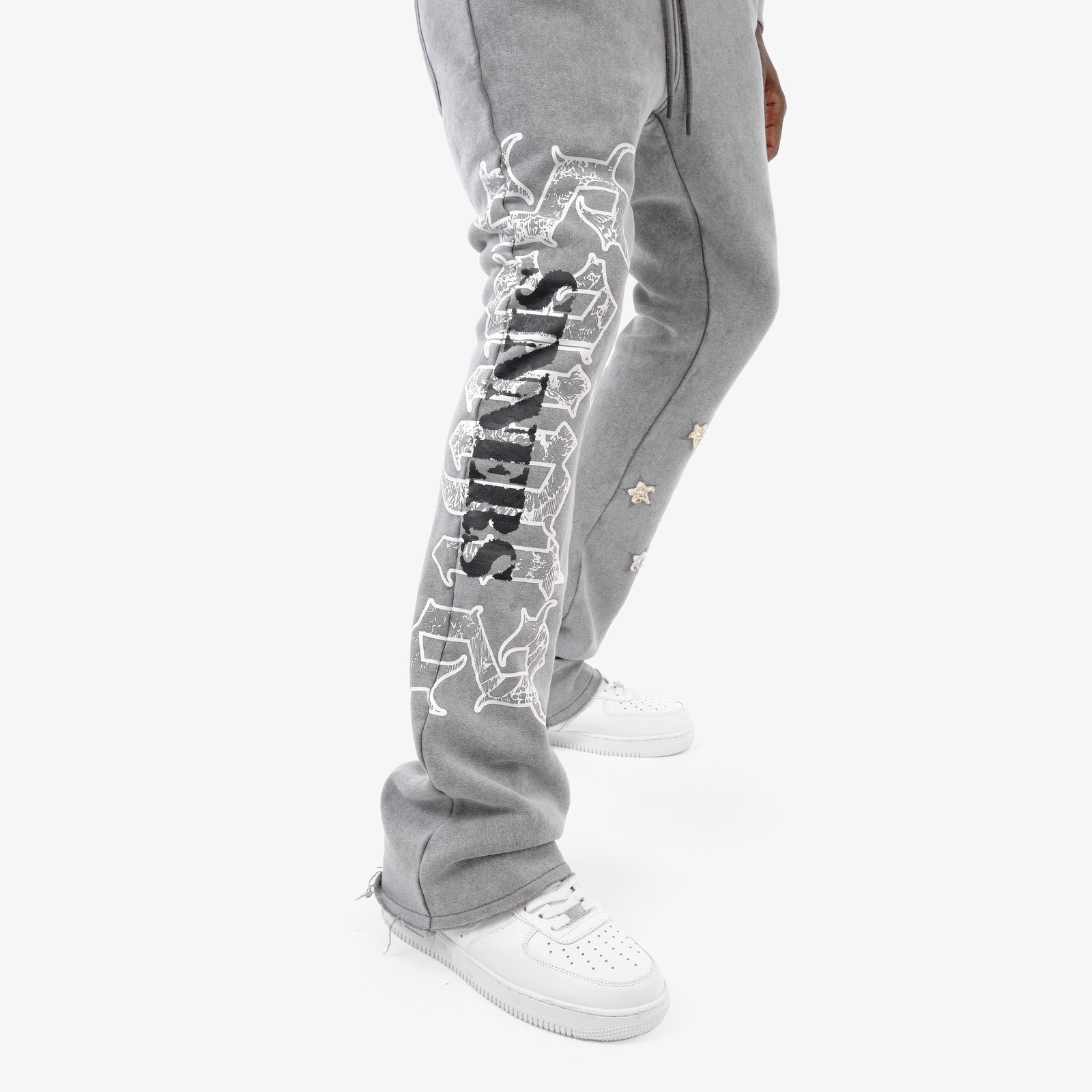 GRAY SAINT W/ RHINESTONES PANTS