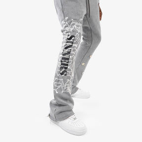 GRAY SAINT W/ RHINESTONES PANTS