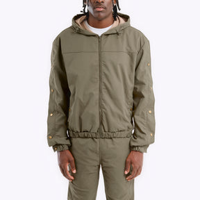 OLIVE FULL ZIP W/ SIDE BUTTONS