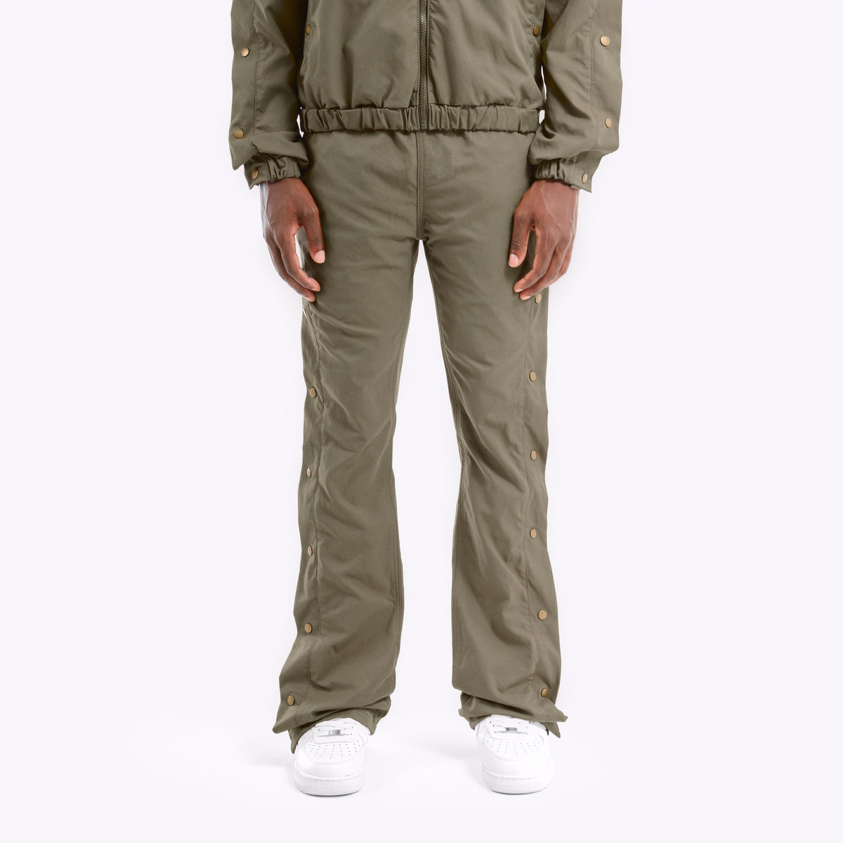 OLIVE PANTS W/ SIDE BUTTONS
