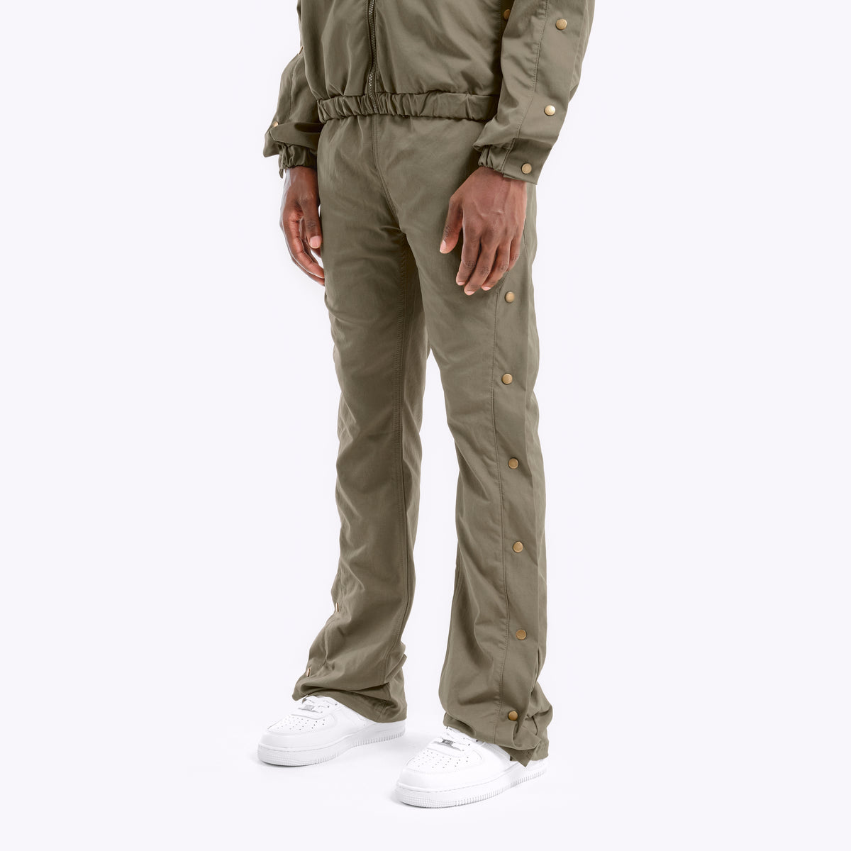 OLIVE PANTS W/ SIDE BUTTONS