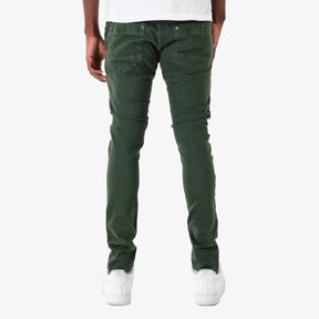 OLIVE PANTS WITH RIPS & PERMANENT WRINKLES