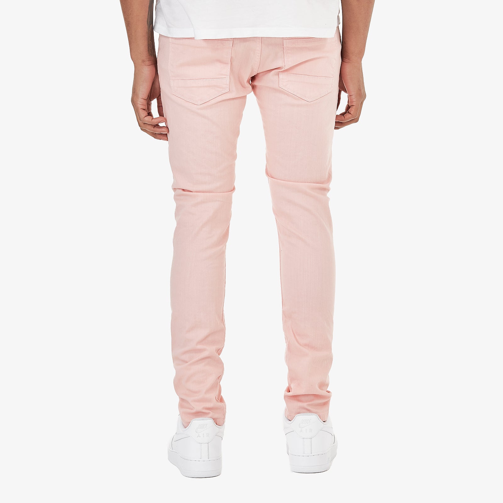 SALMON PINK PANTS WITH RIPS & PERMANENT WRINKLES