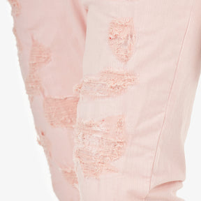 SALMON PINK PANTS WITH RIPS & PERMANENT WRINKLES